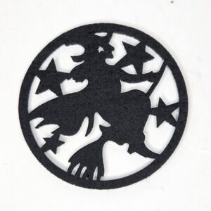 Candy Corn Lane Black Felt Halloween Witch Drink Coasters Set of 4